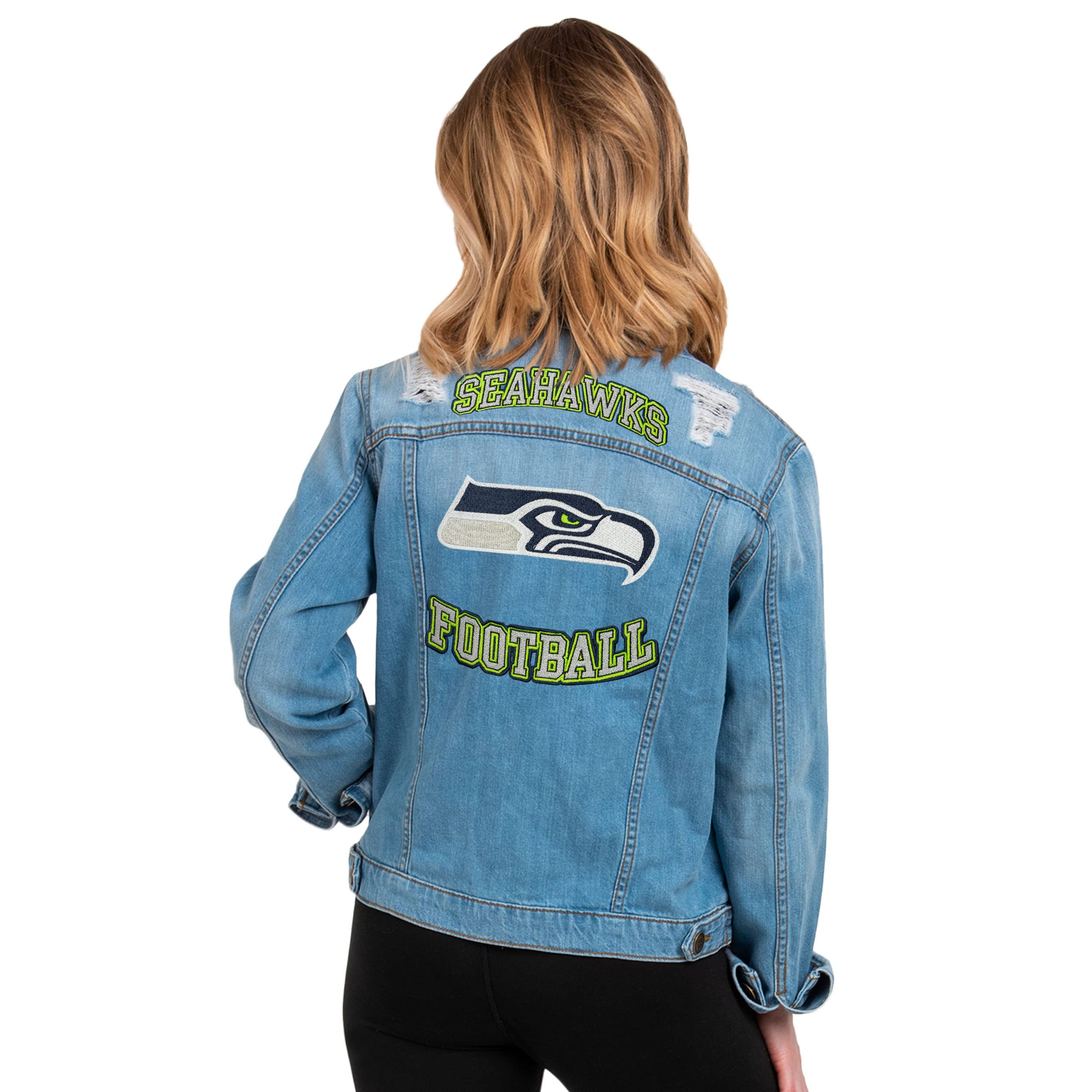 FOCO Women's NFL Team Logo Denim Jacket - Official Licensed Football Fan Apparel for Game Day, Tailgating & Casual Wear