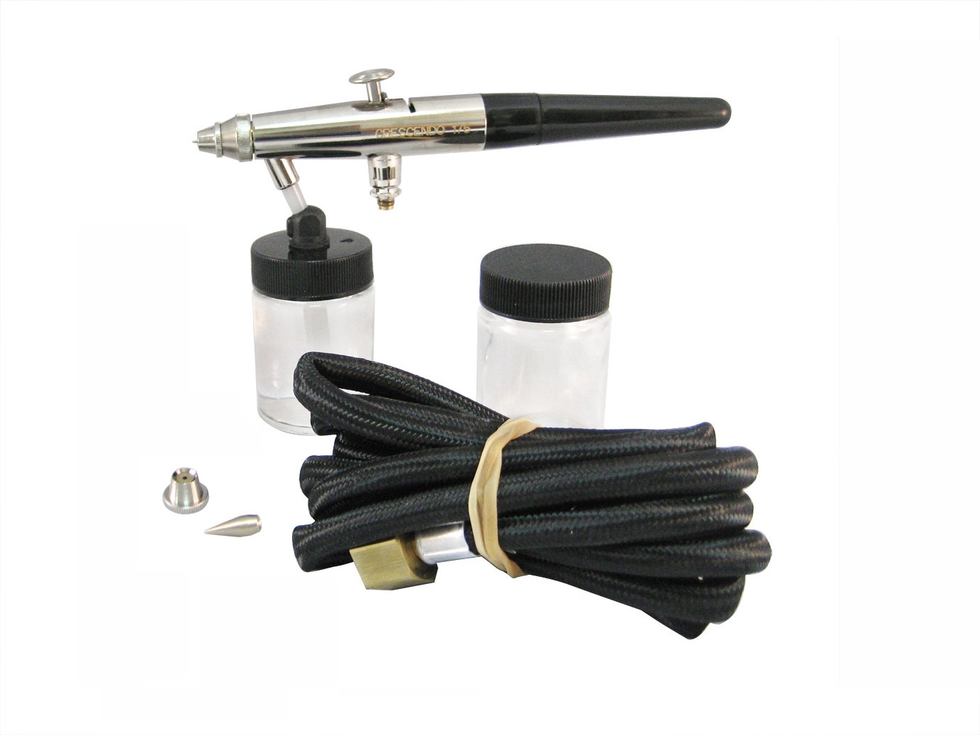 Professional Airbrush Kit with 3 Interchangeable Nozzles - Crescendo Air Brush Set for Fine Art, Makeup & Model Painting | Perfect for Artists, Hobbyists & DIY Projects
