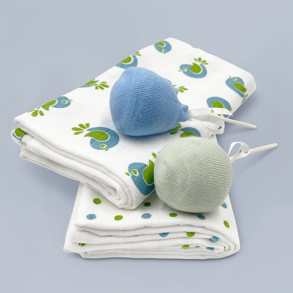 Premium Baby Swaddle Blanket & Soft Cotton Socks Gift Set - Blue | Newborn Essentials for Hospital, Photo Shoots & Nursery Comfort