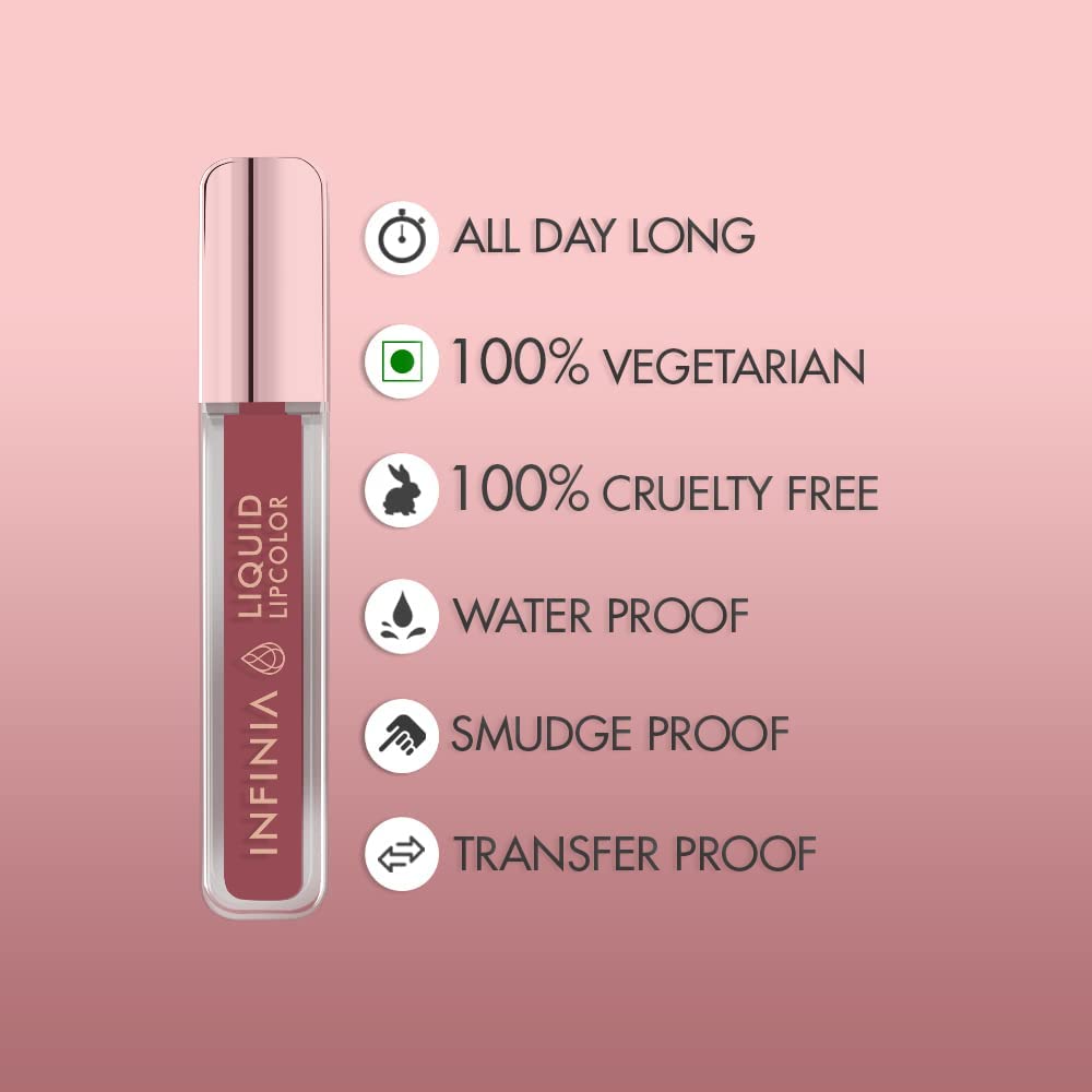 INFINIA Long Lasting Liquid Lipstick - M-98 Matte Lip Color, Hydrating & Smudge Proof | Perfect for Everyday Wear, Parties & Special Occasions