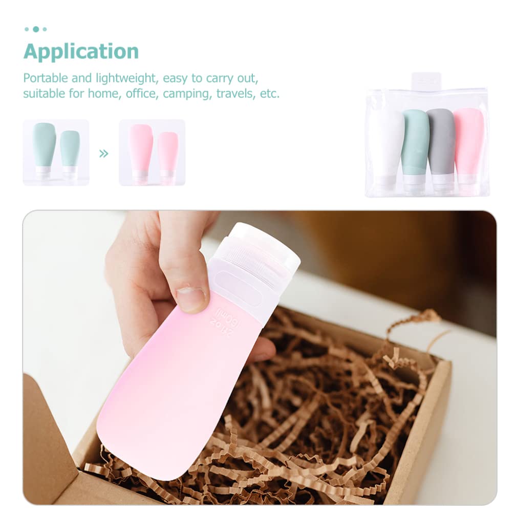 4-Piece Silicone Travel Bottle Set - Refillable Leak-Proof Toiletry Containers for Lotion, Cream & Shampoo - Portable TSA Approved Squeeze Bottles for Airplane Carry-On, Gym & Vacation Essentials