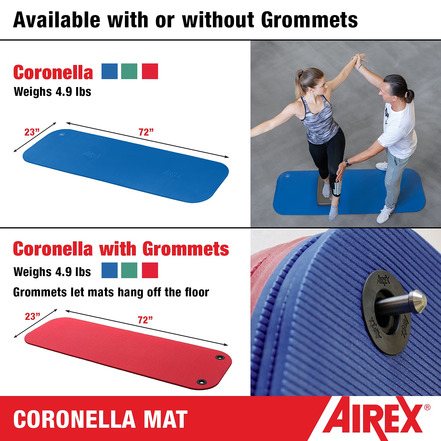 AIREX Coronella Exercise Mat - Premium Foam Workout Mat for Home Gym, Strength Training, Yoga, Pilates, Aerobics & Rehabilitation - Perfect for Home Workouts, Floor Exercises & Water Fitness Training