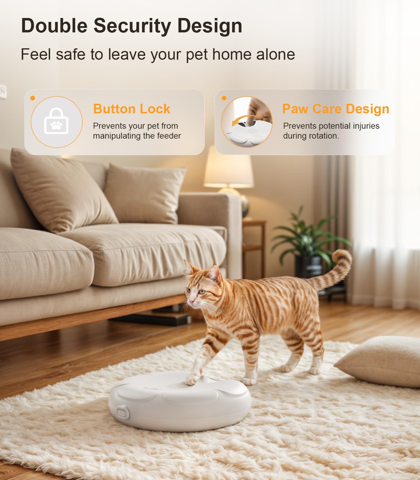Casfuy Automatic Cat Feeder Cordless - Rechargeable Programmable Pet Food Dispenser with Stainless Steel Bowl for Cats & Small Dogs | Wet/Dry Food Timer Feeder with Low Battery Alert | Perfect for Home, Office & Travel Use