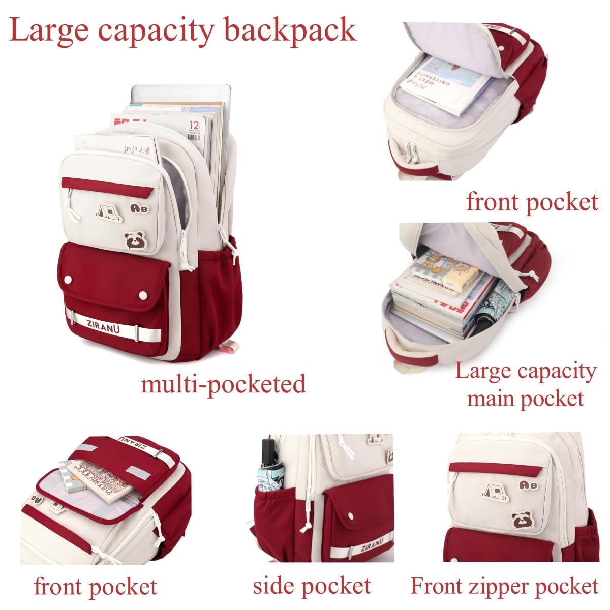 EKUIZAI Rolling Backpack for Girls - Wheeled School Bag for Middle & Teen Kids - Lightweight, Durable & Spacious for School, Travel & Daily Use