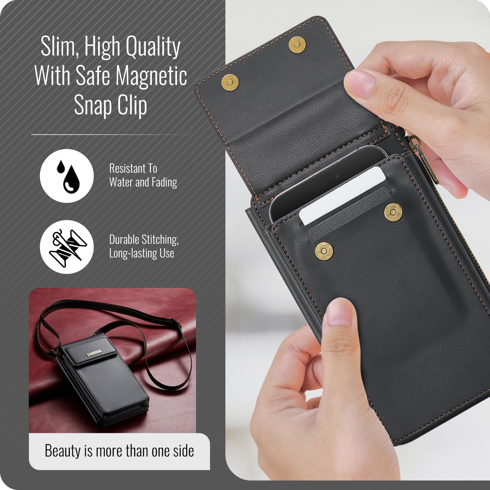CaseMe Small RFID Blocking Crossbody Phone Bag for Women - Anti-Theft Shoulder Handbag with Card Slots & Strap - Perfect for Travel, Shopping & Daily Use