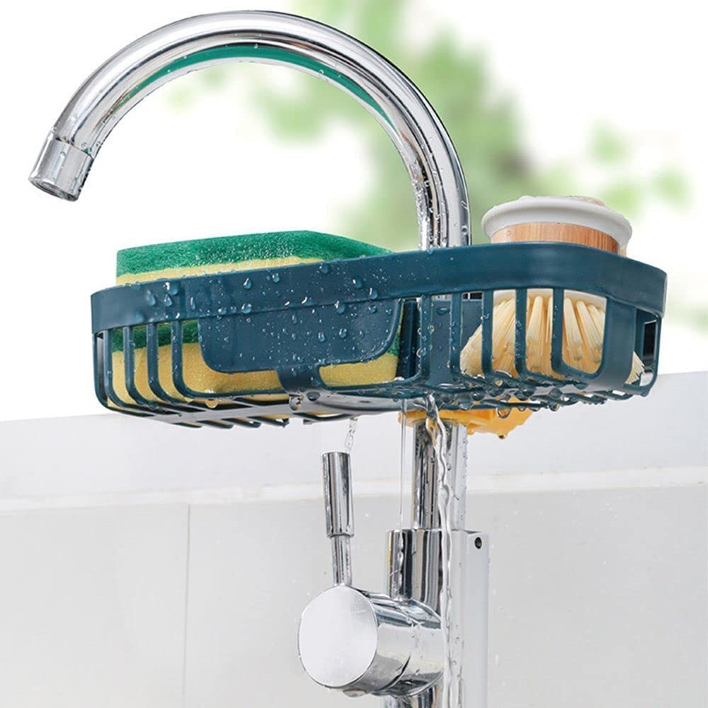 GION Plastic Sink Caddy Organizer - Snap-on Faucet Rack for Kitchen & Bathroom Storage | Holds Soap, Sponges & Cleaning Supplies | Space-Saving Drain Rack for Small Spaces (1 Pack) | Perfect for Organizing Under Sink & Next to Faucet