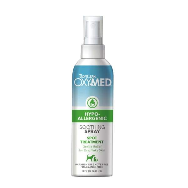 TropiClean OxyMed Hypoallergenic Pet Spray for Dogs & Cats - 8oz Soothing Itch Relief for Allergies & Skin Irritations - Perfect for Sensitive Skin & Grooming Care