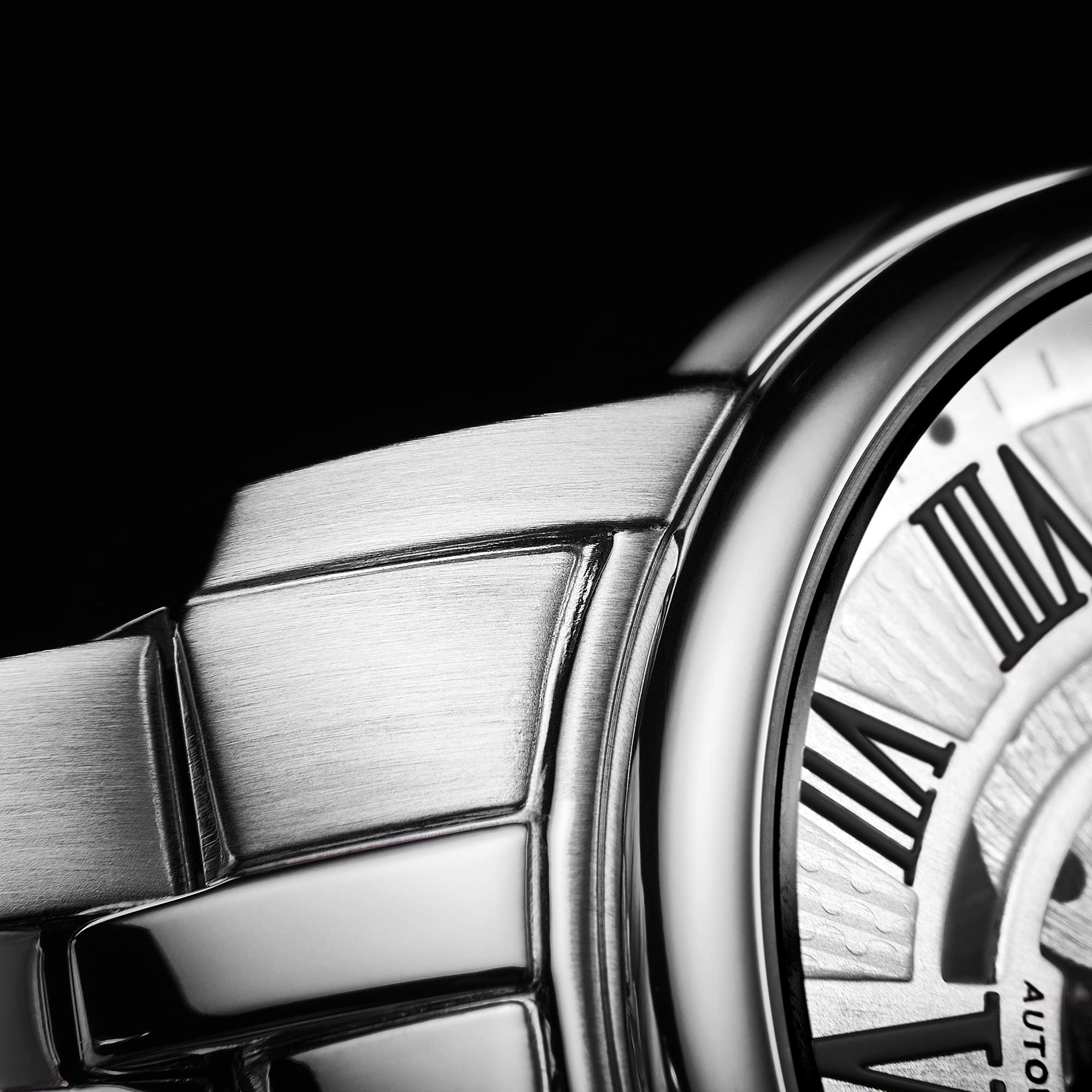 Stuhrling Atrium Men's Automatic Skeleton Watch - Silver Dial, Stainless Steel Bracelet with Roman Numerals, Exhibition Case Back - Perfect for Business, Formal Events & Luxury Gift Giving