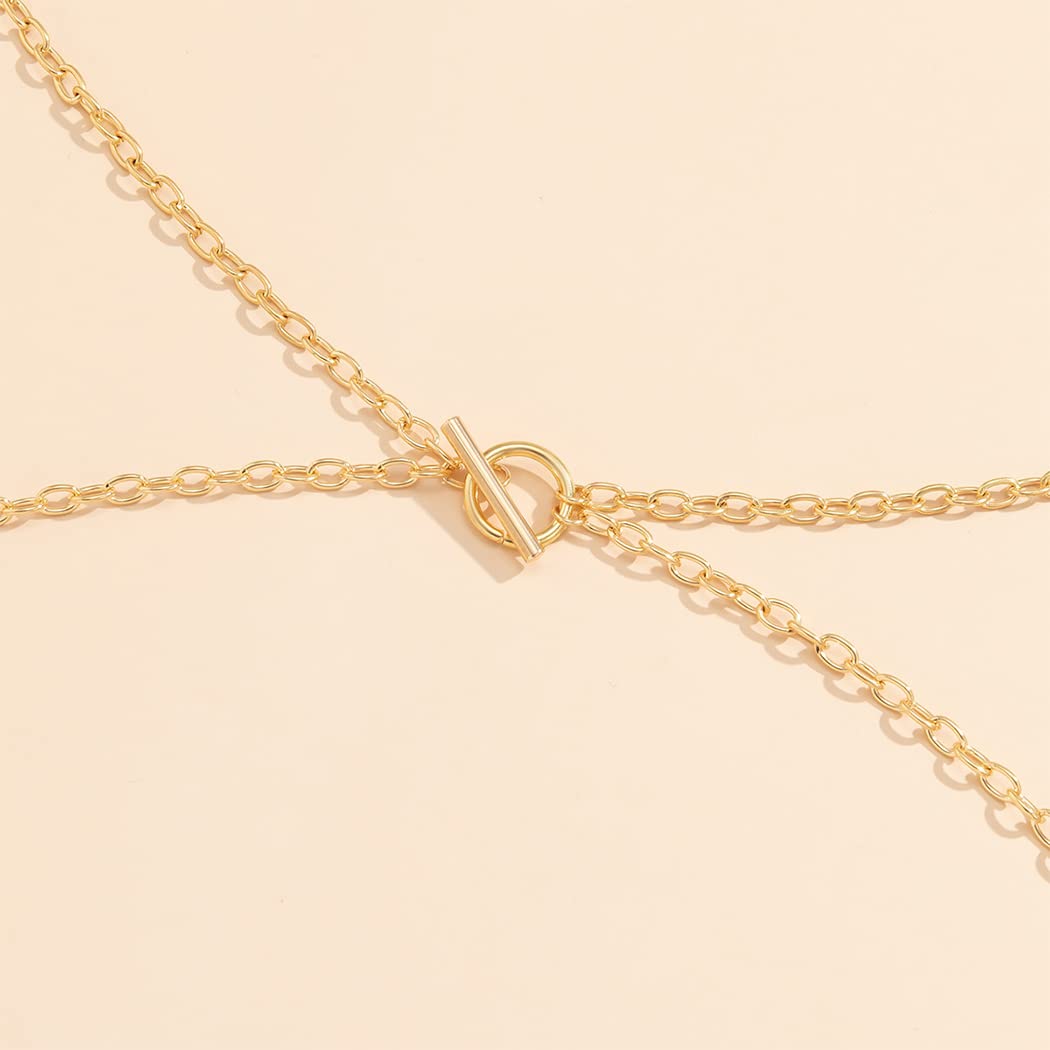 Flovel Gold Body Chain Jewelry for Women - Elegant Bikini Bra Chest Chains for Boho, Summer Beach, Nightclub & Rave Parties | Perfect for Music Festivals, Poolside Looks and Fashion Accessories