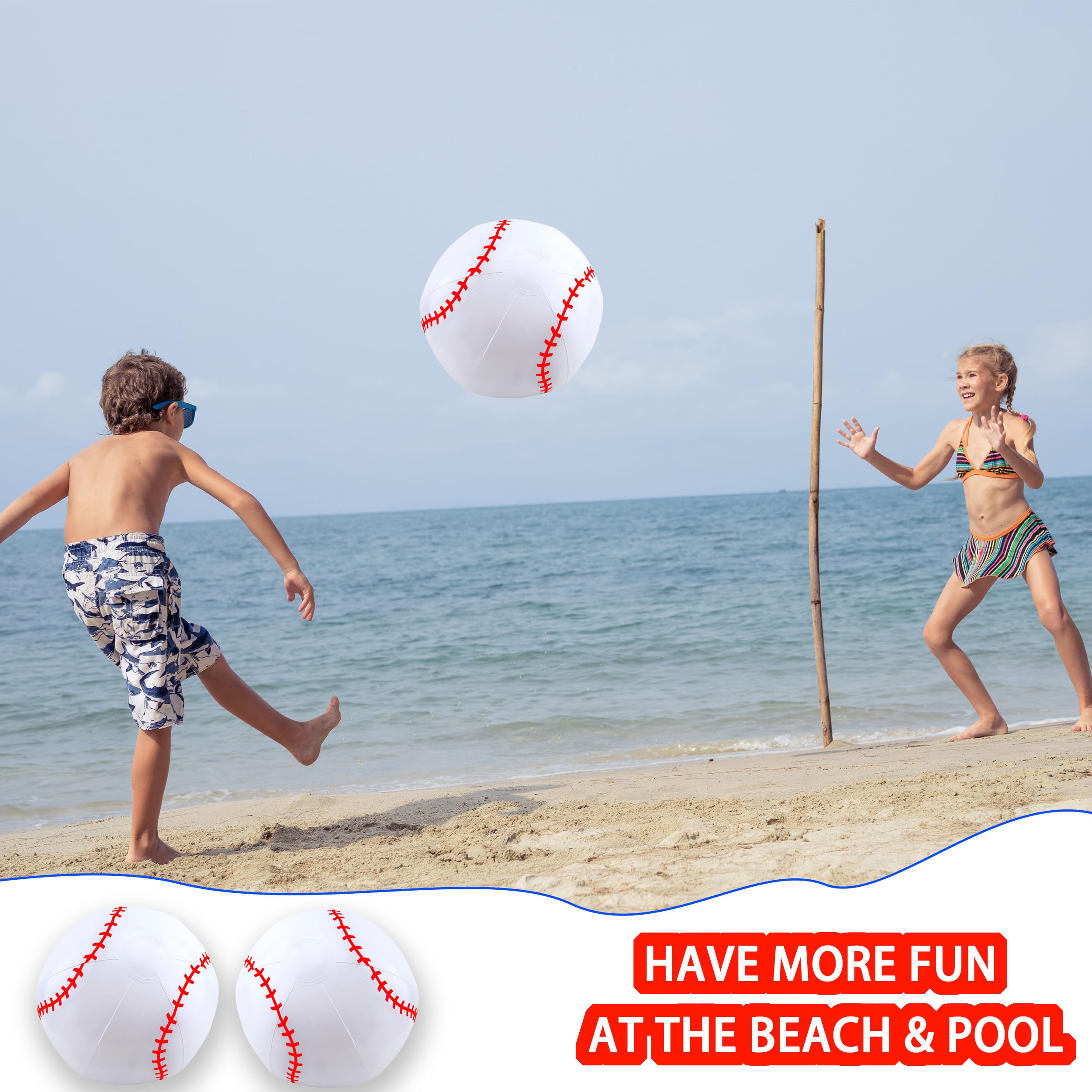14-Piece Inflatable Baseball Set - 16 Inch Beach Balls for Summer Outdoor Games, Pool Parties & Sports Activities - Perfect for Backyard Fun, Beach Volleyball & Kids' Water Play