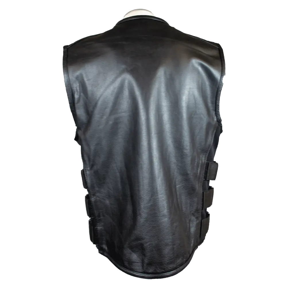 Open Road Men's Zip Up Tactical Leather Vest - Durable Biker Jacket for Motorcycle Riding, Outdoor Adventures & Casual Wear