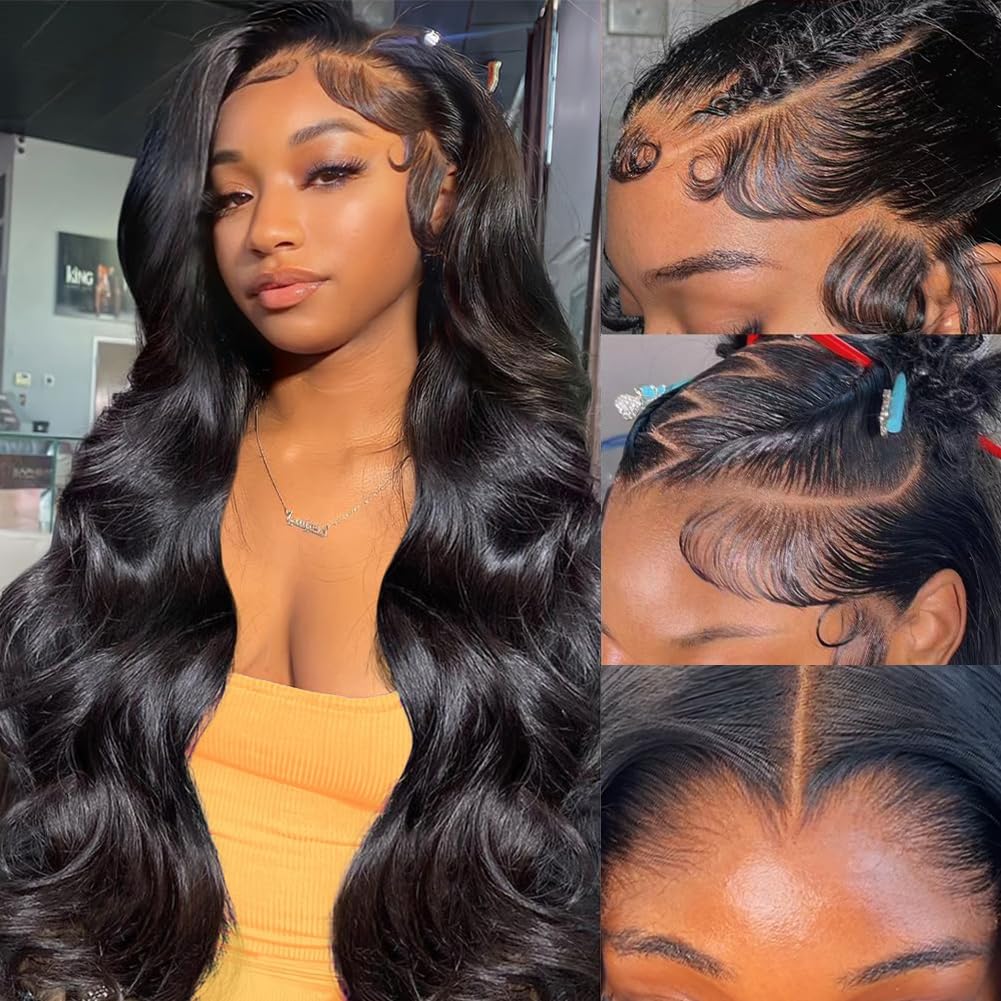 30 Inch 13x6 HD Lace Front Human Hair Wig - Brazilian Virgin Body Wave 200% Density Glueless Wig with Pre-Plucked Baby Hair | Natural Color for Daily Wear, Parties & Special Occasions