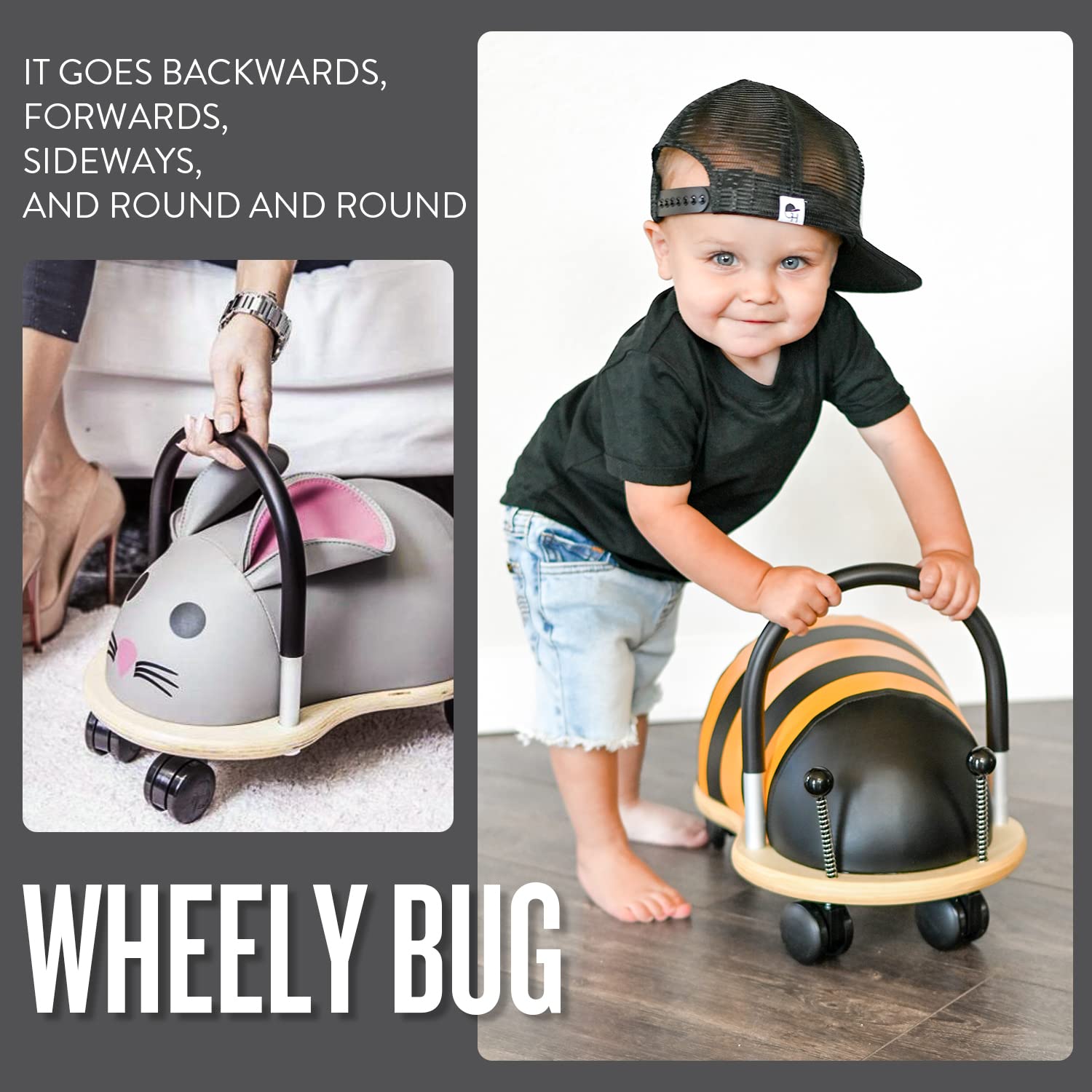 Prince Lionheart Wheely Ride-On Toy for Kids - Multi-Directional Casters, Balance Training & Motor Skills Development - Mouse Design for Toddlers 1-3 Years | Perfect for Indoor Playrooms & Outdoor Backyard Fun