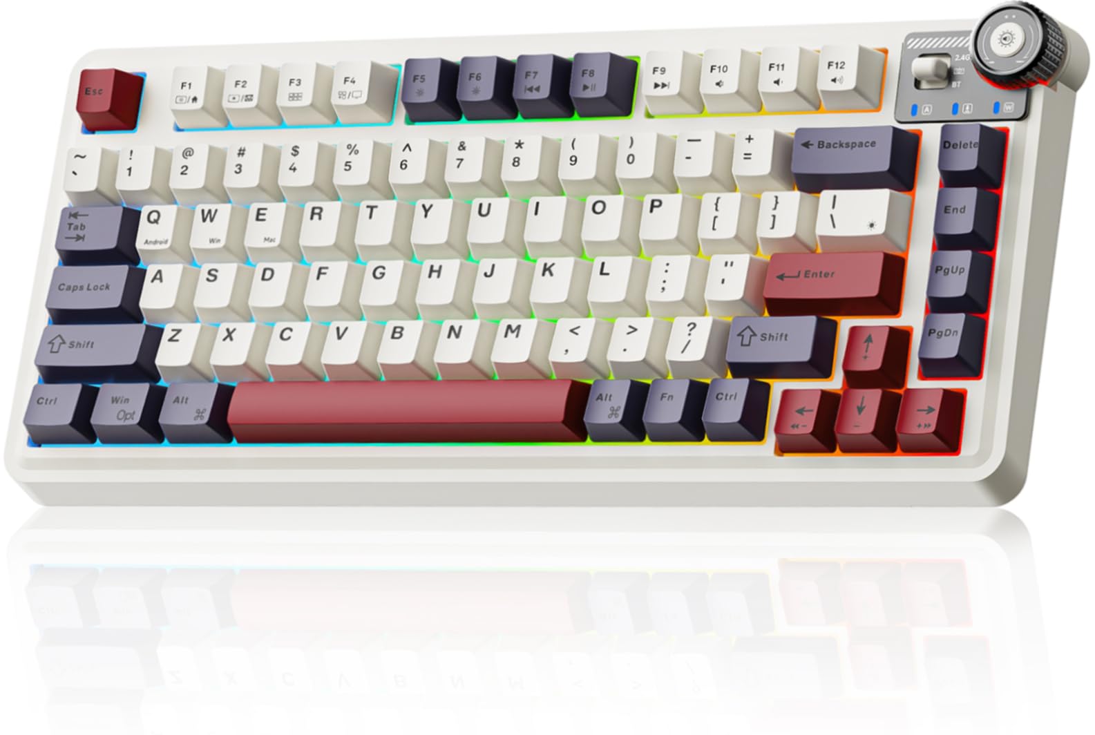 Aula 75 Key Wireless Mechanical Gaming Keyboard - Hot Swappable RGB Backlit, Tri-Mode (Bluetooth/2.4GHz/USB-C), Gasket Mount Creamy Switches for Windows, Mac, PC, Xbox - Perfect for Gaming, Office Work & Typing - Retro Rocket Design