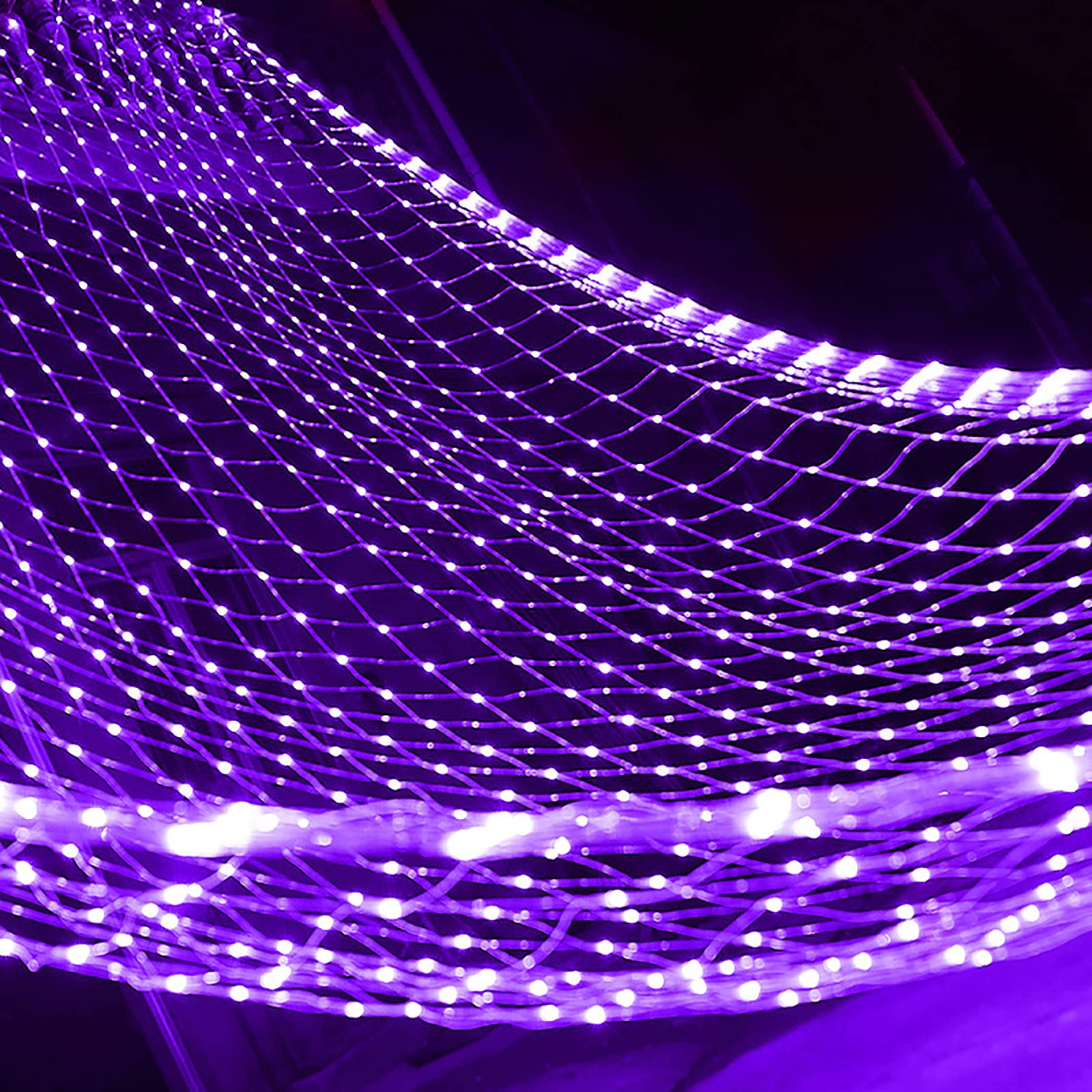 Yizc Fairy Mesh Lights - 144 LED Connectable Outdoor String Lights with 8 Modes, Waterproof Expandable Garland Lighting for Christmas, Weddings, Bushes, Bars & Parties (Purple, 2m x 2m) - Perfect for Garden Decor, Patio Lighting & Holiday Displays
