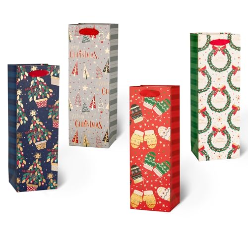 4 Designs Christmas Wine Bags