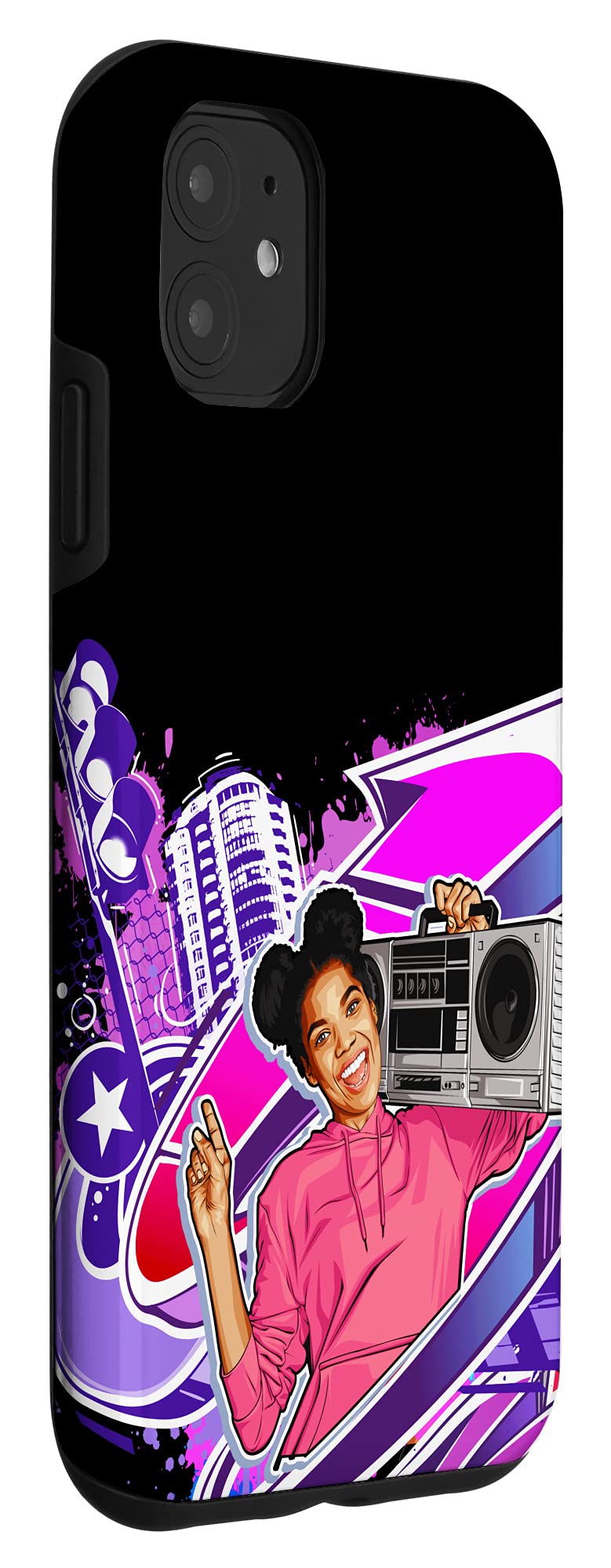 iPhone 11 Case - Graffiti Girl Hip Hop Design Shockproof Protective Phone Cover - Perfect for Music Lovers & Urban Street Style