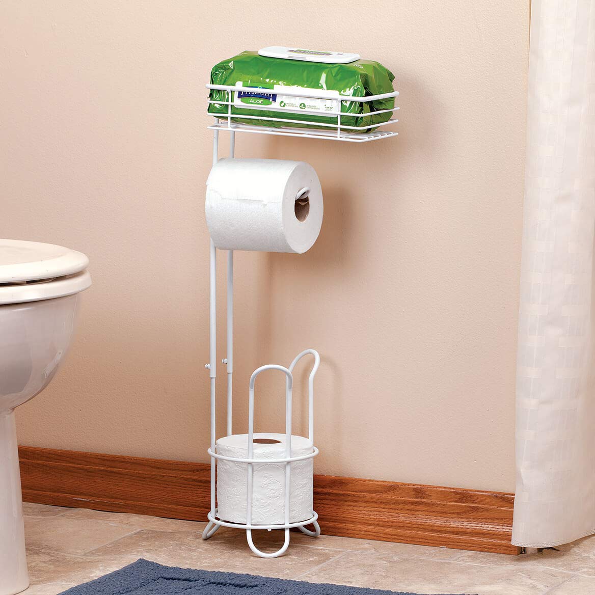 Fox Valley Traders Bathroom Essentials - 2-in-1 Toilet Paper Roll Holder with Phone Stand, Perfect for Small Bathrooms & Powder Rooms - Durable & Space-Saving Bath Accessory for Home, Apartment, RV