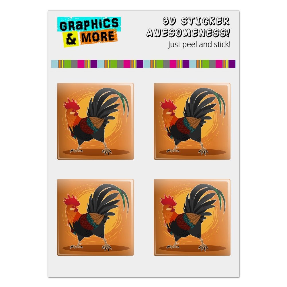 Rooster of Awesomeness Chicken Computer Case Modding Badge Emblem - Set of 4 Resin-Topped 1