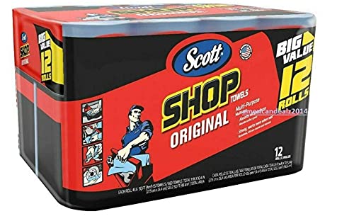 4 Pack Total 48 Rolls Heavy Duty Shop Towels - Industrial Strength Cleaning Rags for Garage, Workshop & Automotive Use