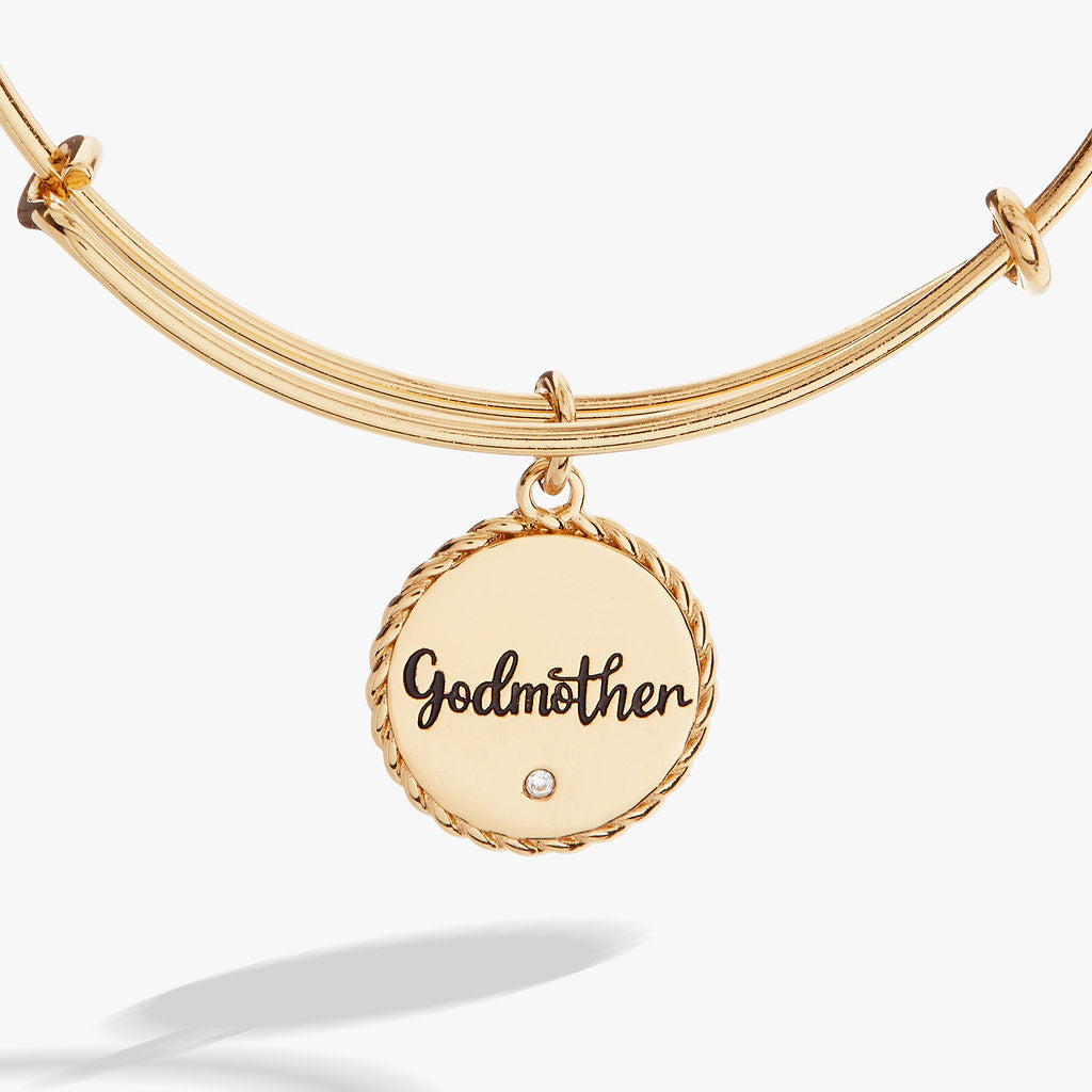 Godmother Charm Bangle - Sterling Silver Gift for Godmothers, Baptism, Christening & Special Occasions | Perfect for Women's Jewelry Collection