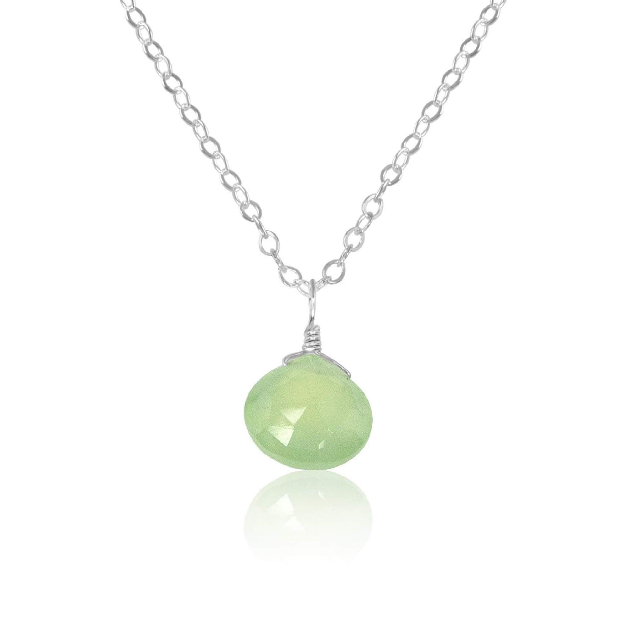 Natural Prehnite Teardrop Pendant Necklace - Healing Crystal Jewelry for Women, Dainty Gemstone Necklace for Meditation, Energy Balancing & Spiritual Gifts