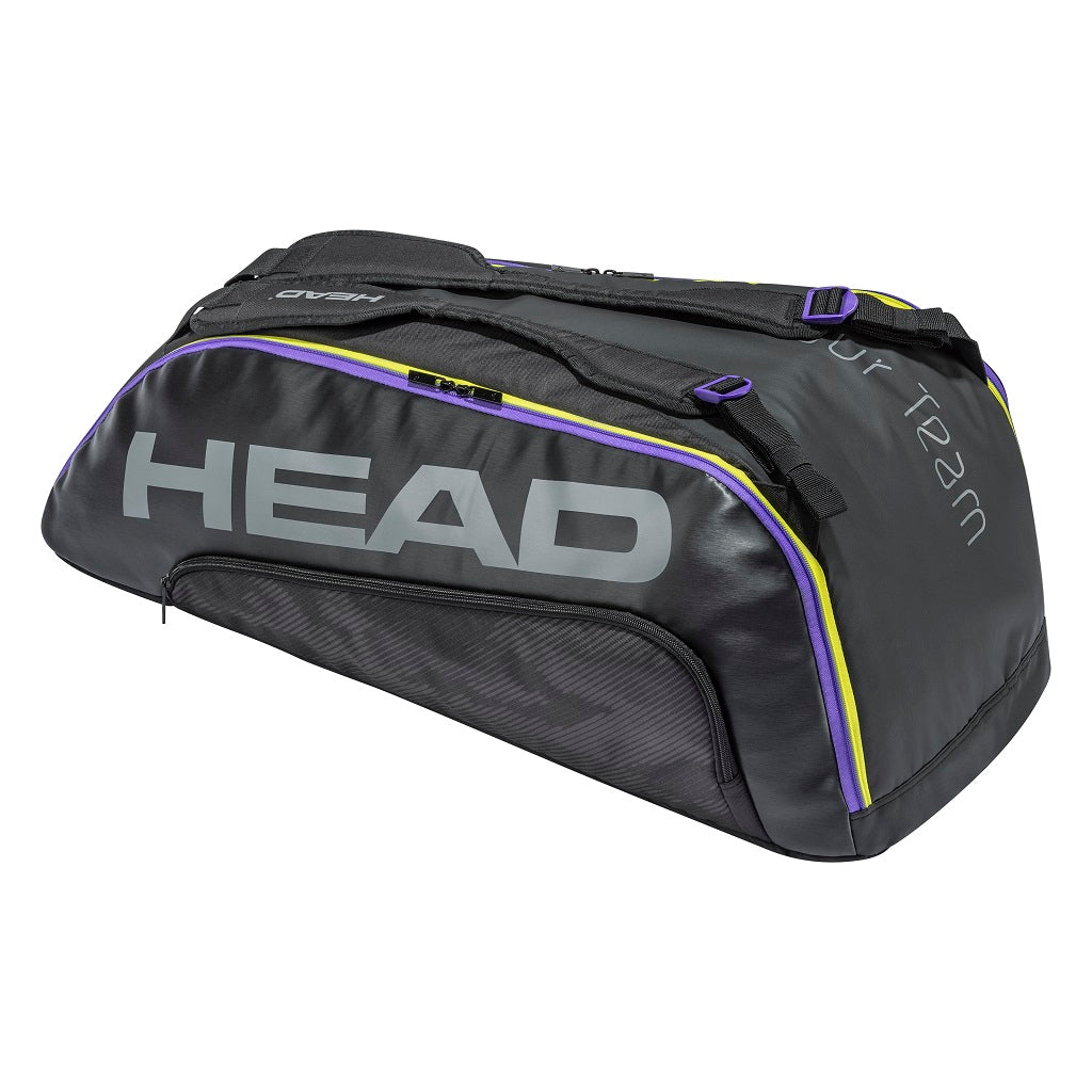 Head Tour Team Supercombi 9 Pack Tennis Racquet Bag (Black/Purple) - Perfect for Tennis Players, Coaches & Tournament Travel - Durable Multi-Racket Storage & Gear Organizer