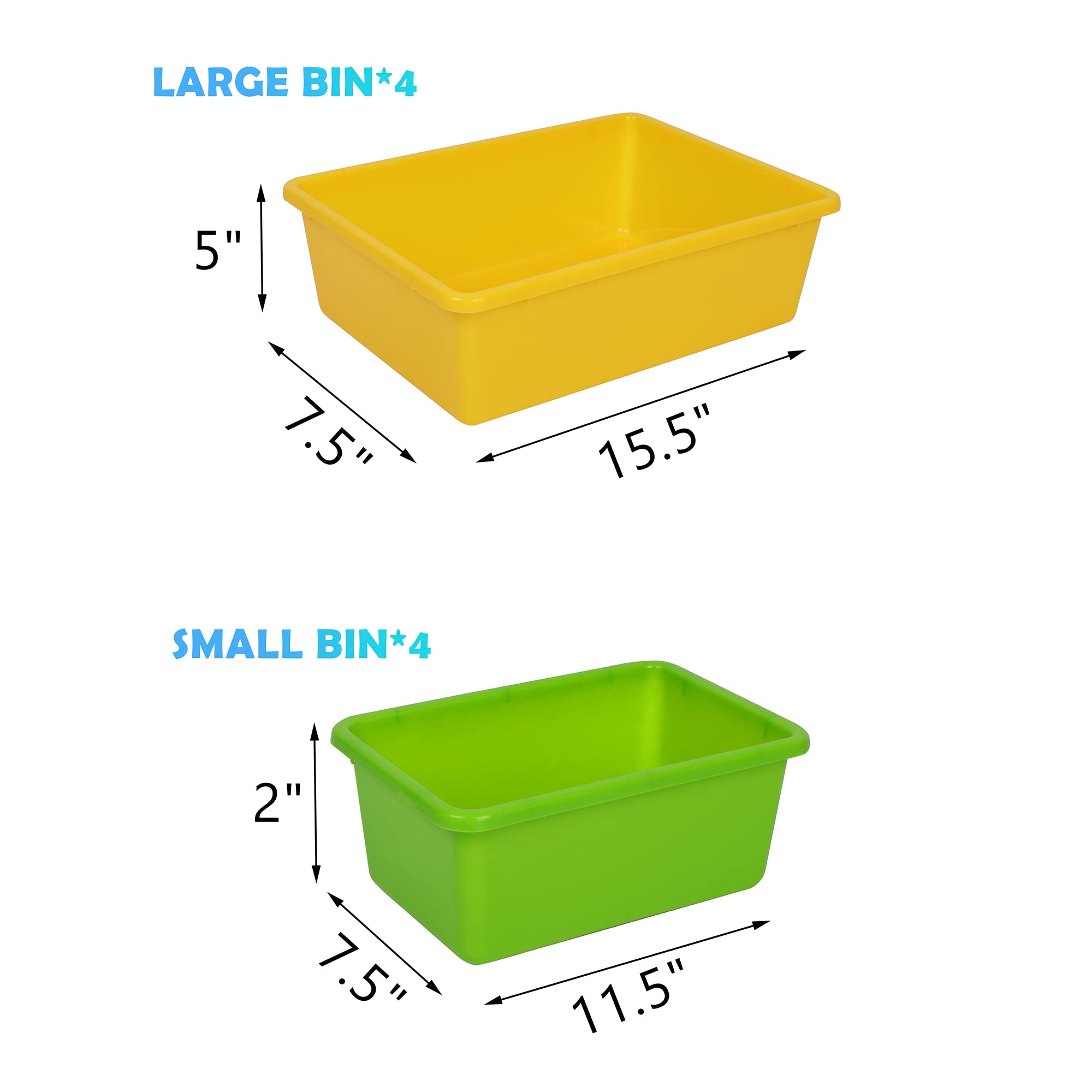 8-Bin Kids Toy Storage Organizer with Removable Bins, 4-Tier Toy Shelf for Playroom, Nursery & Classroom - Perfect for Organizing Stuffed Animals, Books & Toys in Bedrooms or Daycare Centers