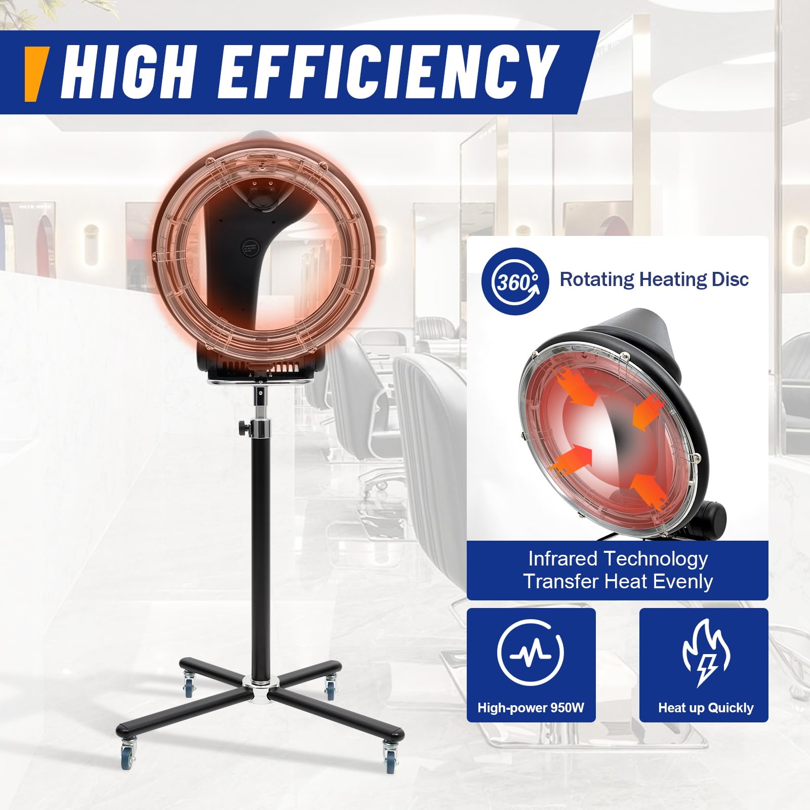 3 in 1 Orbiting Infrared Hair Dryer with Timer - 360 Degree Rotation Salon Hair Processing Machine for Dyeing, Perming & Conditioning | Professional Hair Color Treatment & Styling Tool for Salons & Home Use