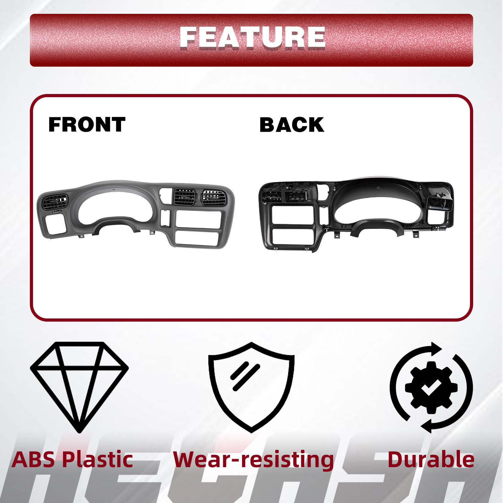 HECASA ABS Plastic Gray Dashboard Radio Panel Compatible with 1998-2002 Chevy Chevrolet S10 Blazer & GMC Jimmy - Single Din Radio Bezel Replacement for Enhanced Car Audio Upgrade | Perfect for DIY Car Stereo Installation and Dash Repair