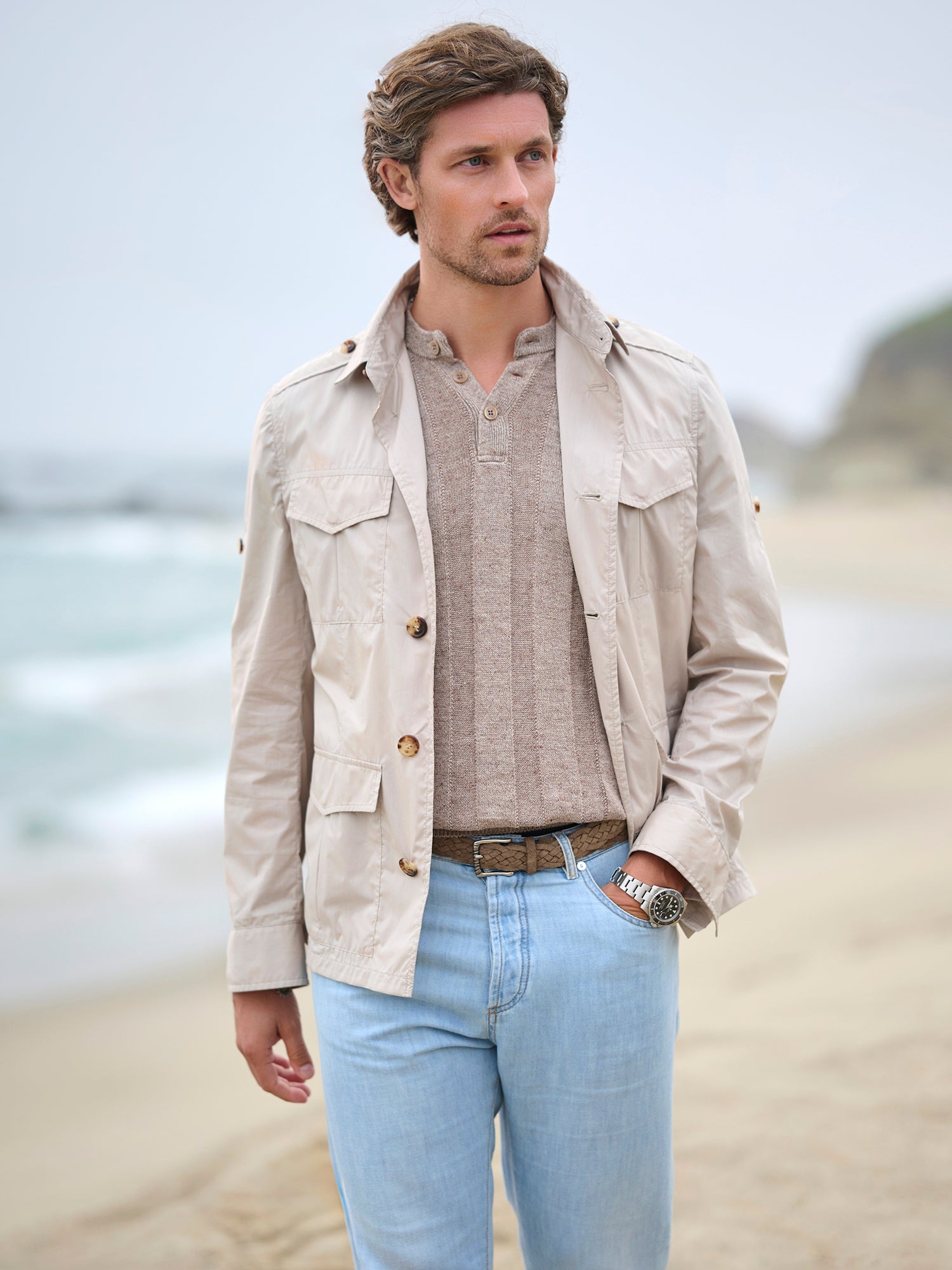 Men's Ribbed Henley Sweater - Soft Cotton Knit Pullover for Casual Wear & Layering | Perfect for Fall & Winter Outfits
