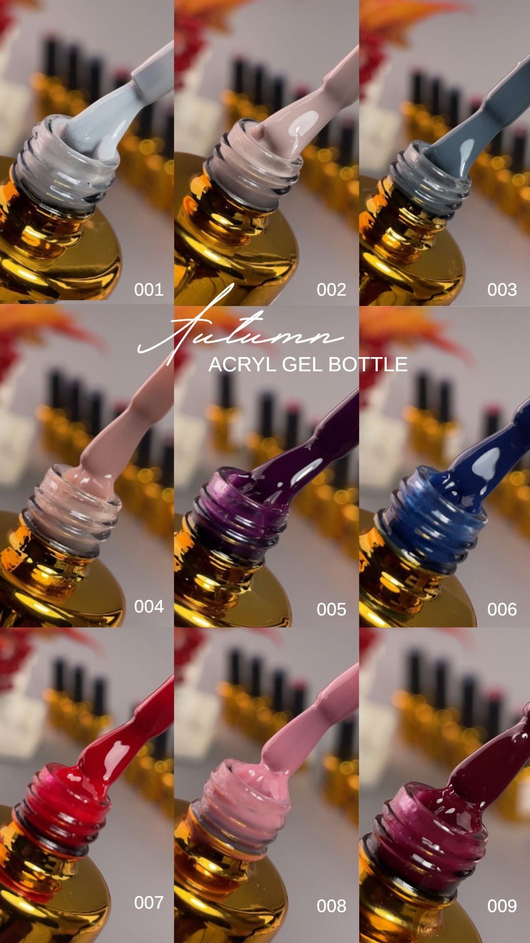 F.O.X Autumn Acrylic Gel Nail Polish Bottle 002 - Long Lasting Nail Art Gel for Fall Manicure & Pedicure, Perfect for DIY Nail Salon at Home
