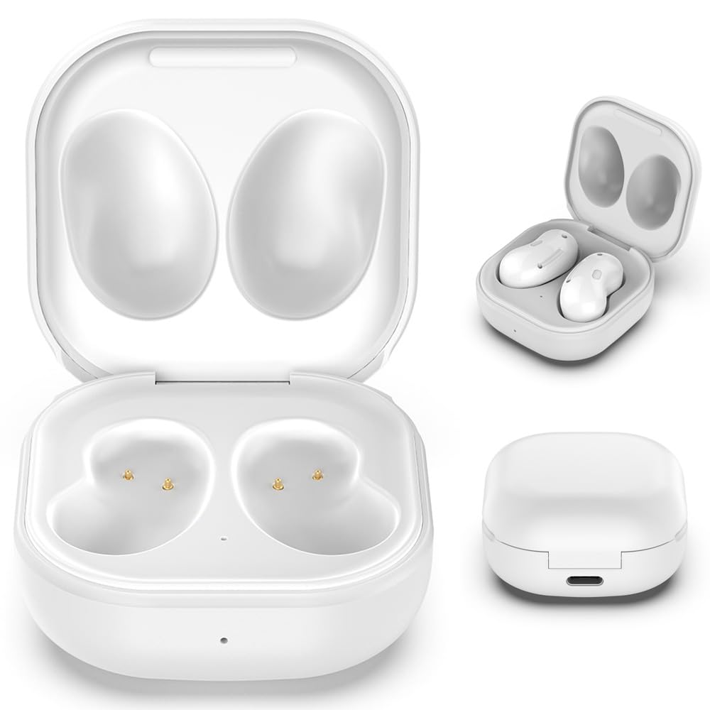 Kissmart Replacement Charging Case for Samsung Galaxy Buds Live - Wired Charger Dock Station Compatible with Galaxy Buds Live Wireless Bluetooth 5.0 Earbuds (White) | Perfect for Travel, Workout & Daily Use
