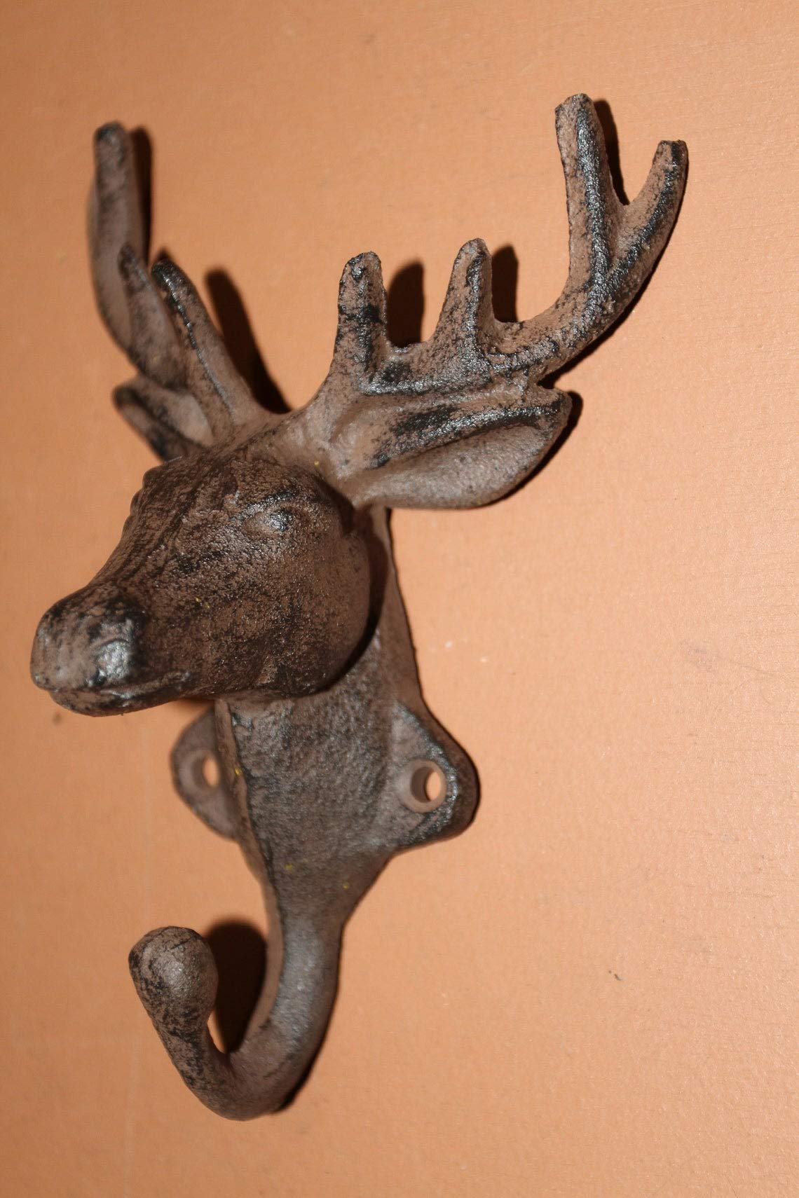 Big Buck Hunter Wall Mounted Antler Deer Head Hooks - Set of 10 Cast Iron Rustic Wall Hooks for Coats, Hats & Home Decor | Perfect for Cabin, Lodge & Hunting Theme Rooms