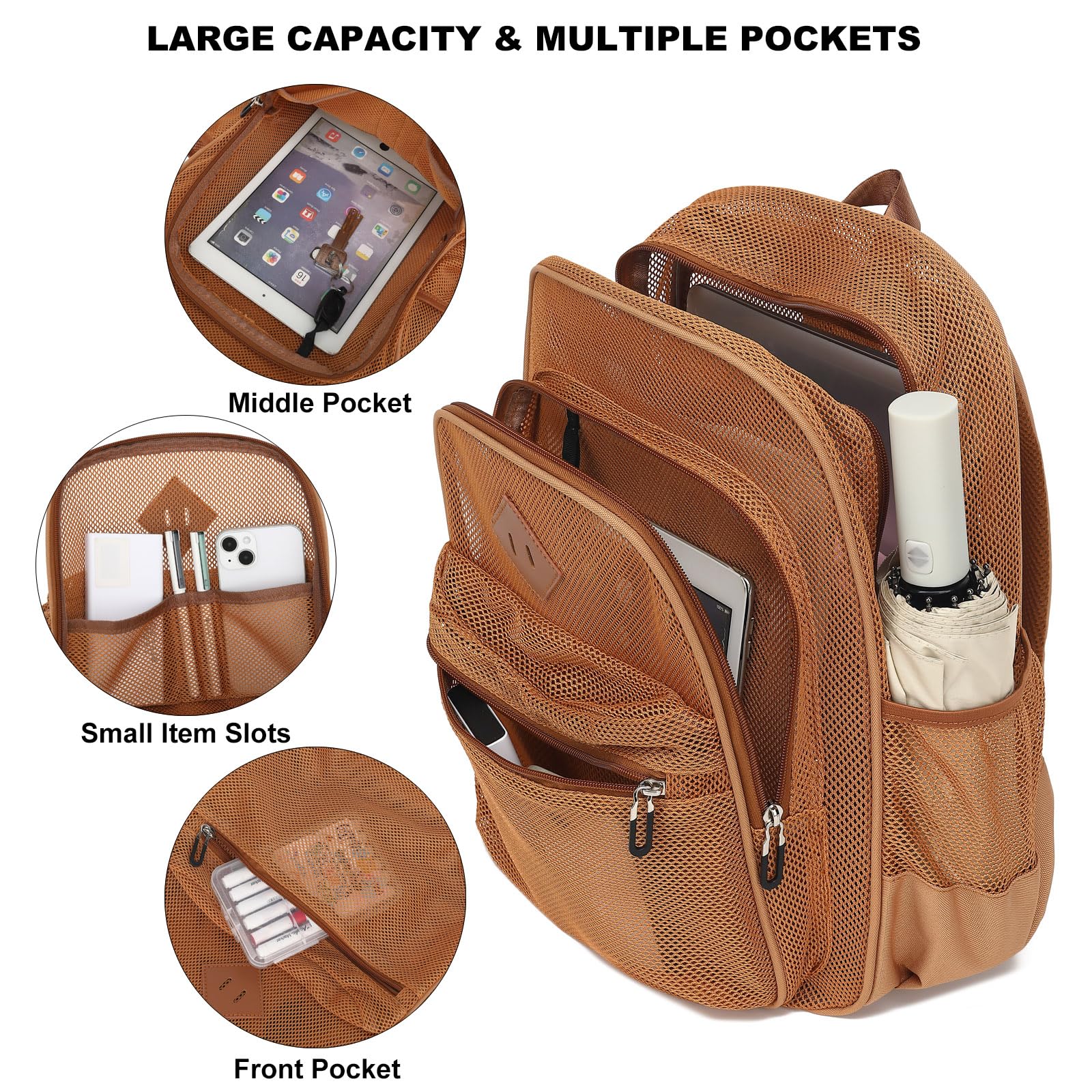 Durable Mesh Backpack for School & College - Lightweight See-Through Design for Work, Beach & Sports | Perfect for Daily Commute, Gym & Outdoor Activities