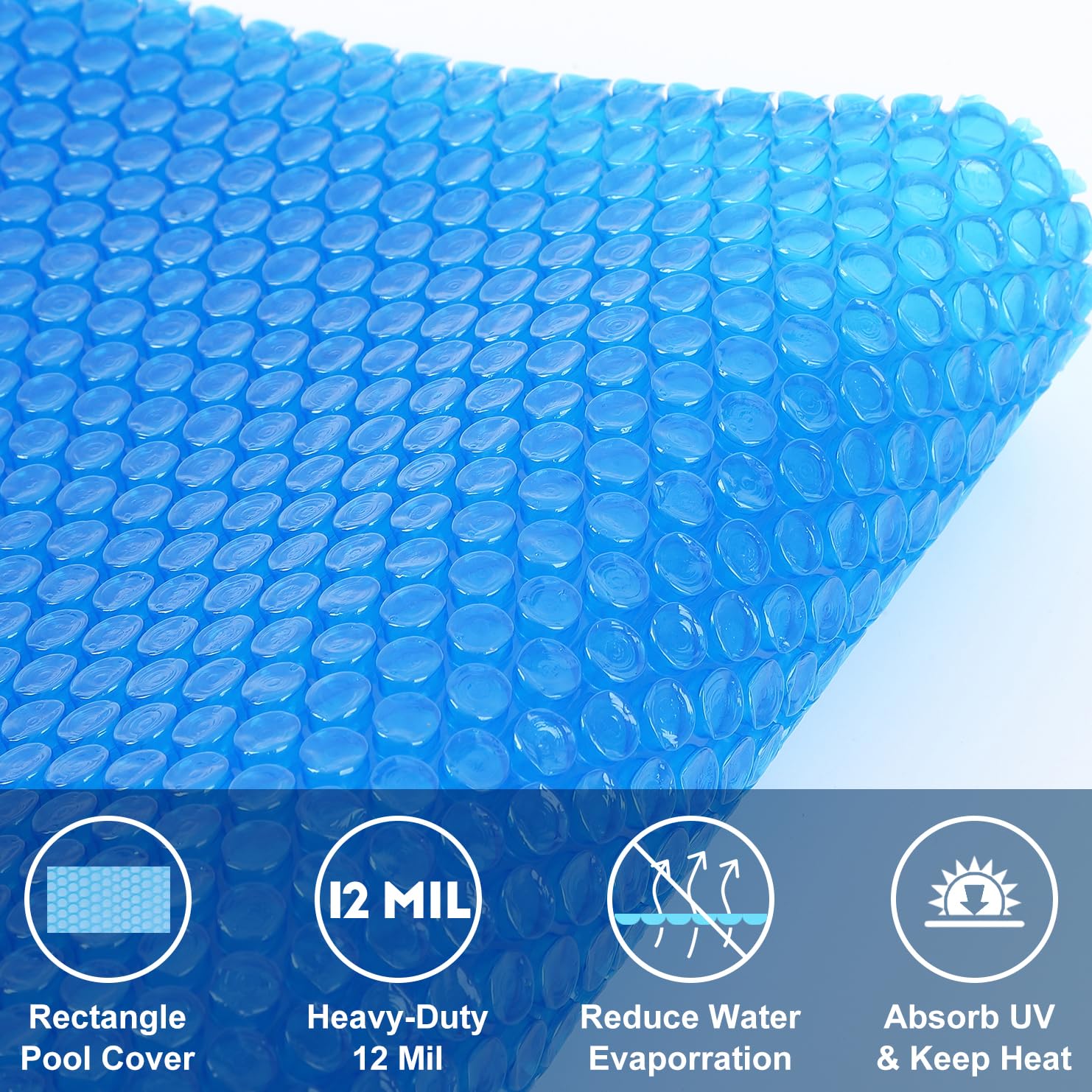 GARVEE 16ft x 24ft Rectangle Solar Pool Cover - 300μm Thick Heat Retaining Blanket for In-Ground & Above Ground Swimming Pools | Extend Swimming Season & Reduce Heat Loss | Perfect for Backyard, Family, and Summer Pool Parties