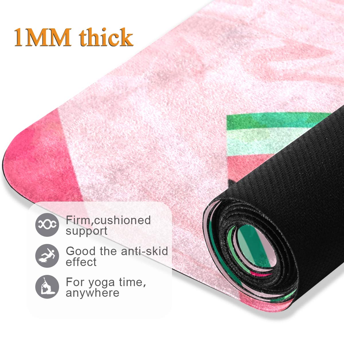 ALAZA Non-Slip Watermelon Slice Yoga Mat - Premium Fitness Exercise Mat for Yoga, Pilates & Floor Workouts - Perfect for Home Gym, Studio & Outdoor Yoga Sessions