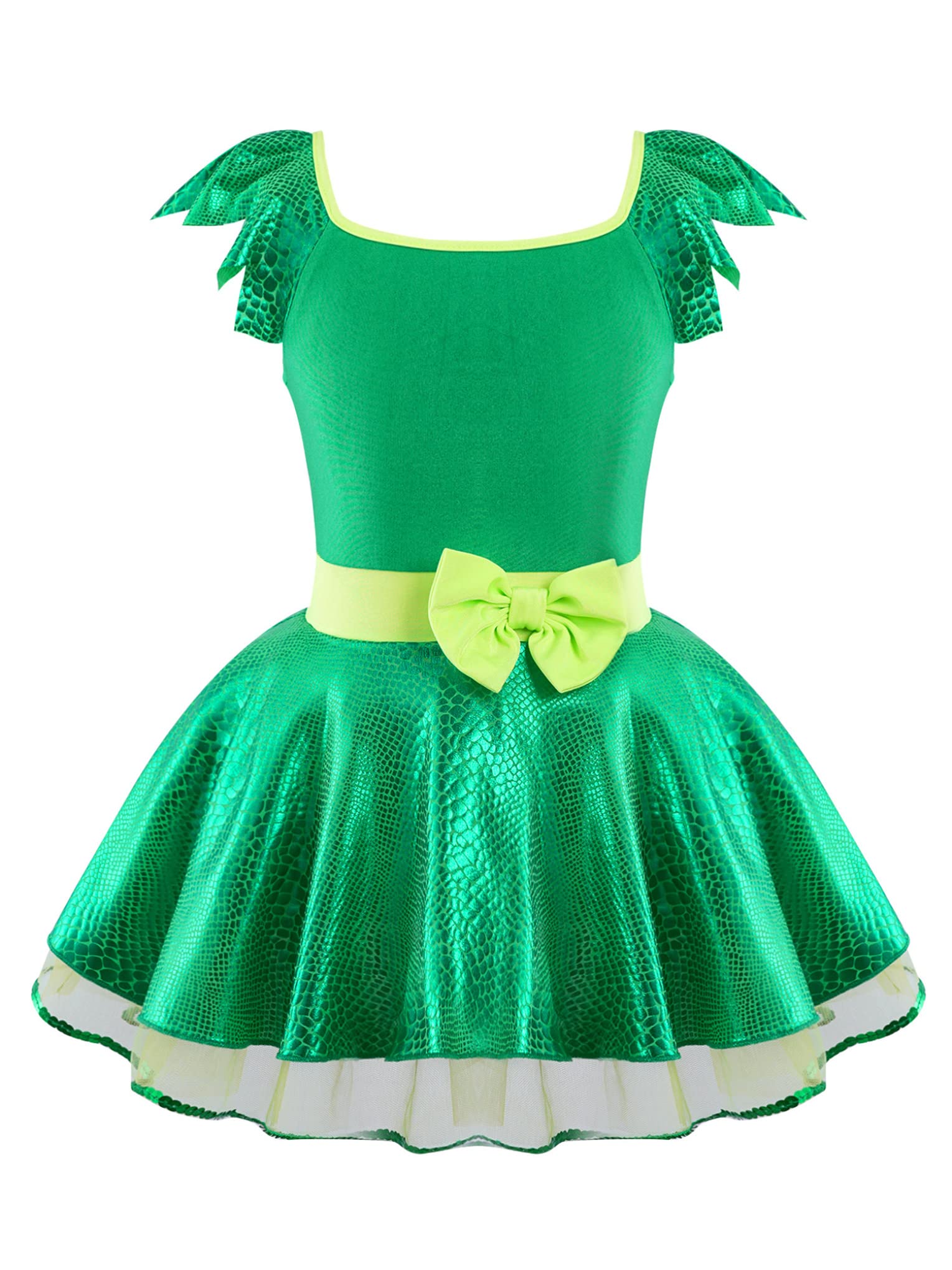 QinCiao Girls Christmas Elf Costume Set - Green Santa Claus Dress with Hat for Kids 6 Years | Xmas Party, Holiday Cosplay & Festival Dress Up Outfit