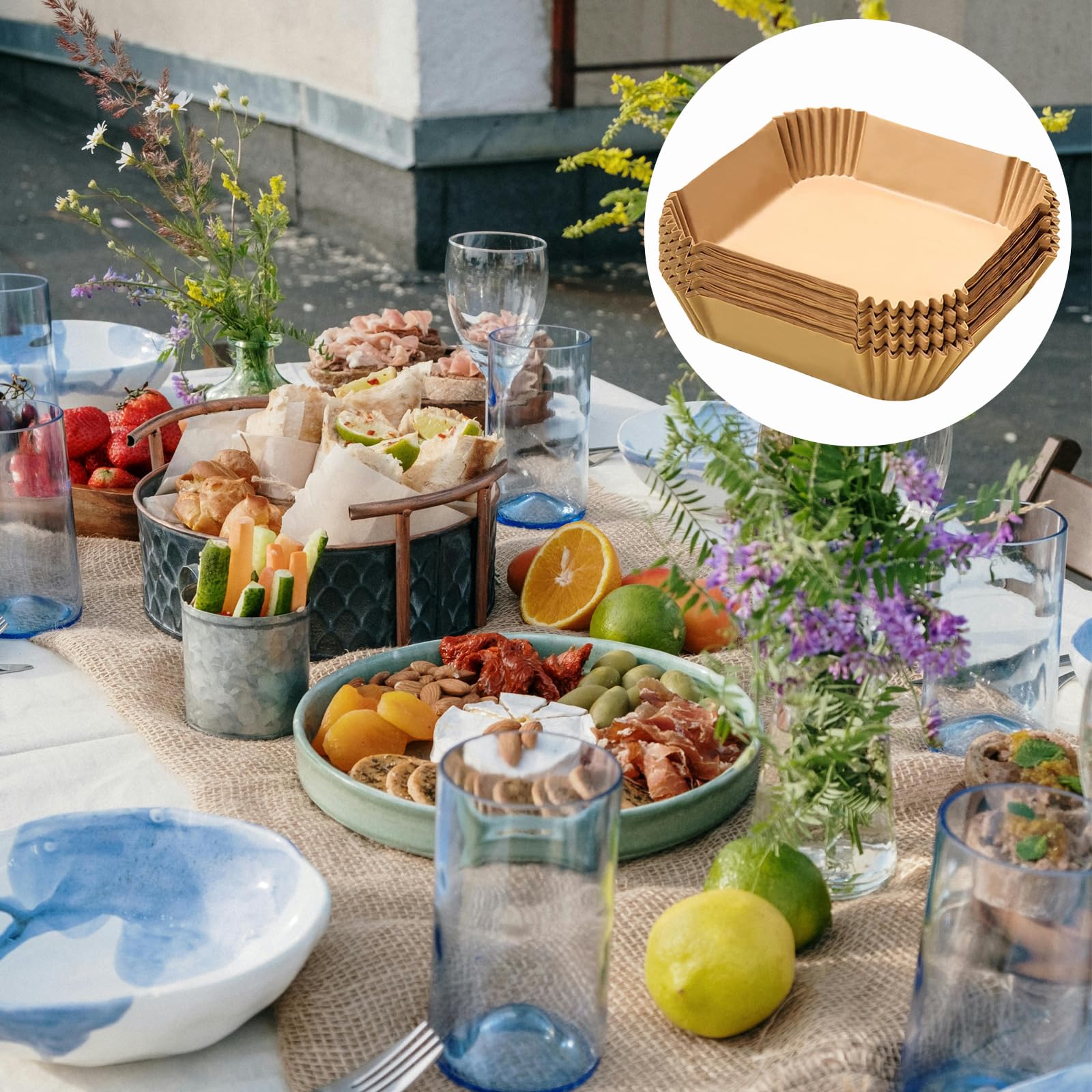 Victoyaw 200PCS 9 Inch Square Disposable Air Fryer Liners - Non-Stick Parchment Paper for 5-8QT Air Fryers | Perfect for Healthy Cooking, Quick Cleanup & Hassle-Free Air Frying