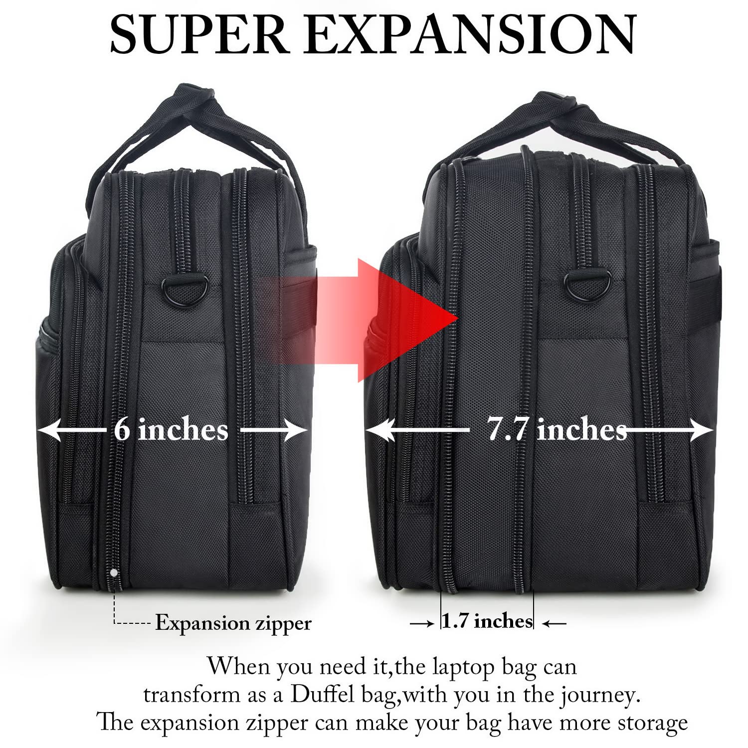 Ytonet 18 Inch Expandable Water Resistant Gaming Laptop Briefcase - Extra Large Laptop Bag for Men with Luggage Strap - Perfect for Work Travel, Business Trips & Gaming Conventions (Black)