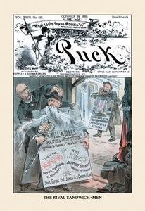Puck Magazine: The Rival Sandwich-Men Fine Art Giclee Canvas Print (20x30 Inches) - Vintage Wall Decor for Living Room, Office & Gallery