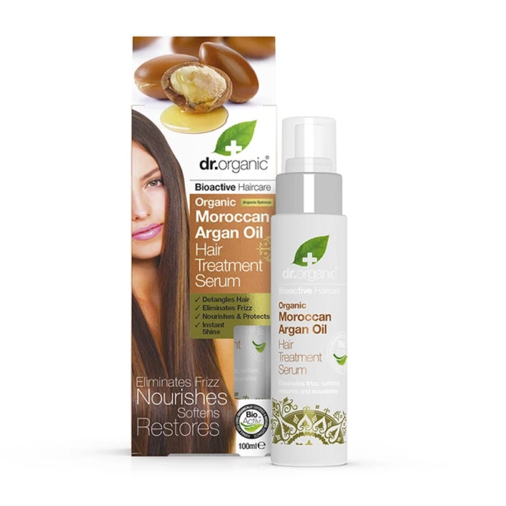 DR ORGANIC Moroccan Argan Oil Organic Hair Treatment Serum 100ml - Repair Dry & Damaged Hair for Silky Smooth Shine | Perfect for Daily Hair Care & Styling