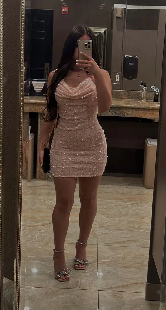 Elegant Beaded Sheath Birthday Dress | Short Homecoming Party Gown J3898 | Perfect for Prom, Cocktail Events & Special Occasions