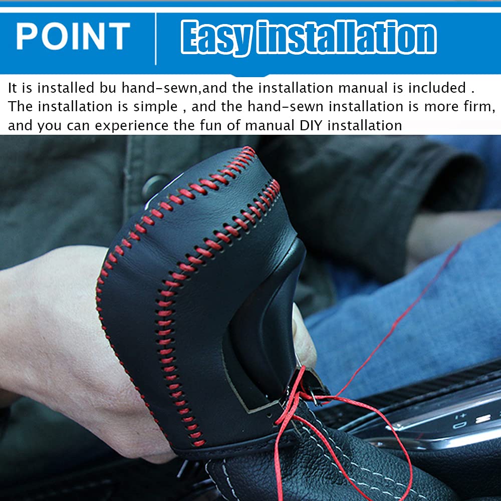 Premium Genuine Leather Automatic Gear Shift Knob Cover - Black Stitched Interior Accessory for 2018-2022 Honda Accord 10th Gen | Enhances Grip & Protects Gear Shift | Perfect for Daily Commute & Road Trips