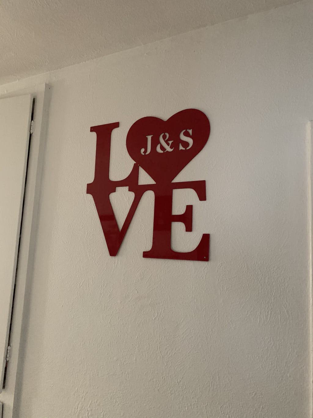 RealSteel Monogram Love Sign - Personalized Valentine's Day Gift for Her - Custom Boho Home Decor - Perfect for Couples, Anniversaries & Weddings (24 Inch, Red) | Romantic Living Room Wall Art for Bedroom, Bridal Shower & Birthday Decorations