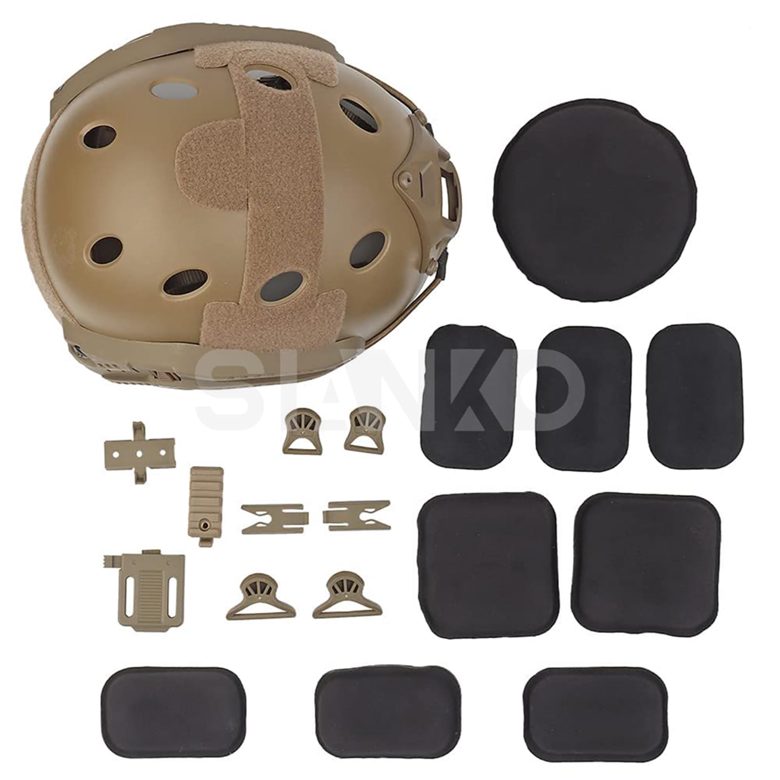 Tactical Paintball Airsoft Helmet Set with Headset, Helmet Cover, Dummy Flashbang & LED Light - Perfect for Hunting, CQB, CS & Military Simulation Games
