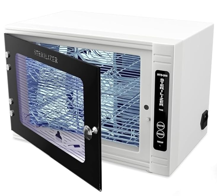 UV Sanitizing Cabinet (12L) Large Capacity - Metal Chemical-Free UVC Cleaner Box with Timer (5-60 Min) for Salon Tools, Manicure Supplies, Baby Bottles, Phones, Cutlery | Sterilizer for Home, Salon, Nursery & Office Use
