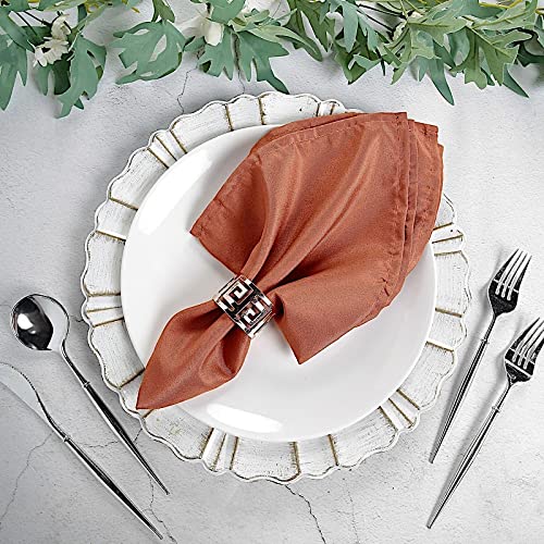 BalsaCircle 100-Pack 20-Inch Terracotta Polyester Dinner Napkins - Elegant Disposable Table Napkins for Wedding, Party, Restaurant, Kitchen & Home Use - Perfect for Formal Dinners, Buffets and Special Occasions