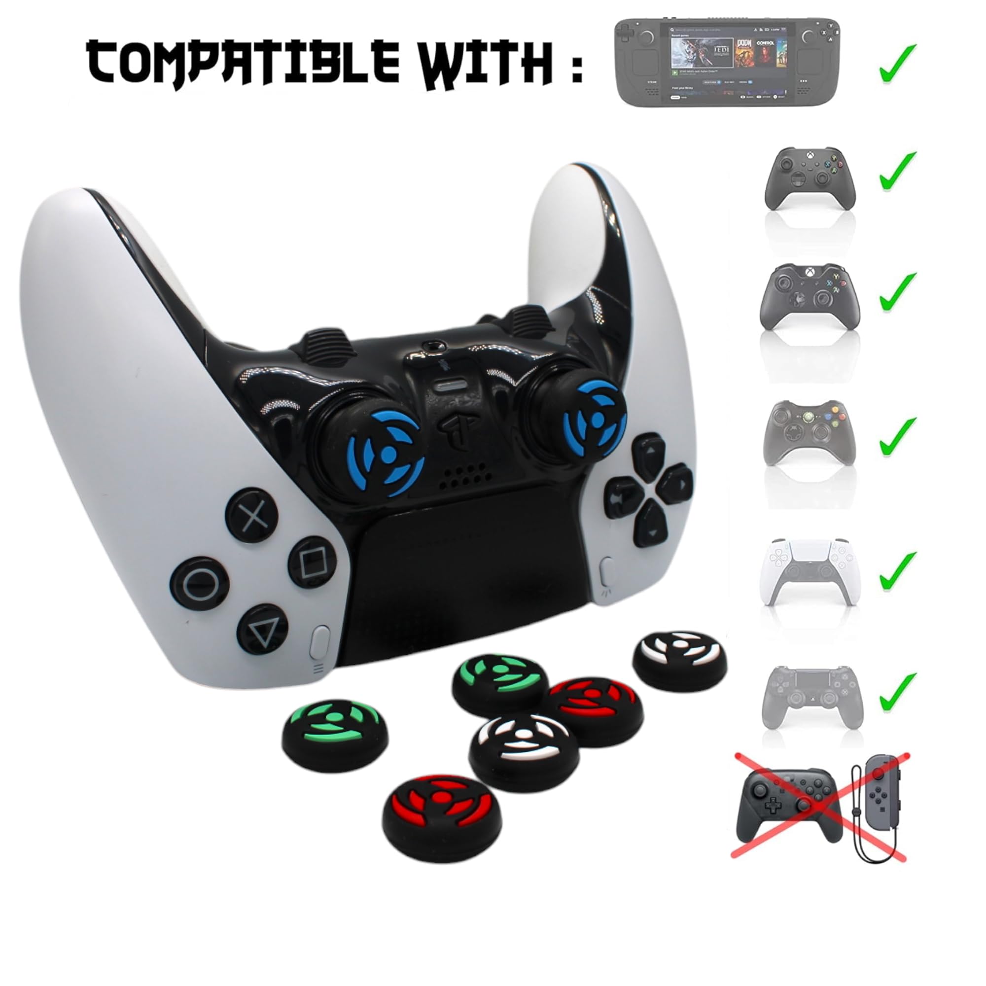 MatoSan® Thumb Grips for PS5/PS4/Xbox Controllers - 8 Pack Non-Slip Joystick Caps with Upgraded Design - Easy Installation Gaming Accessories for Enhanced Grip & Precision - Perfect for FPS, Racing & Action Games