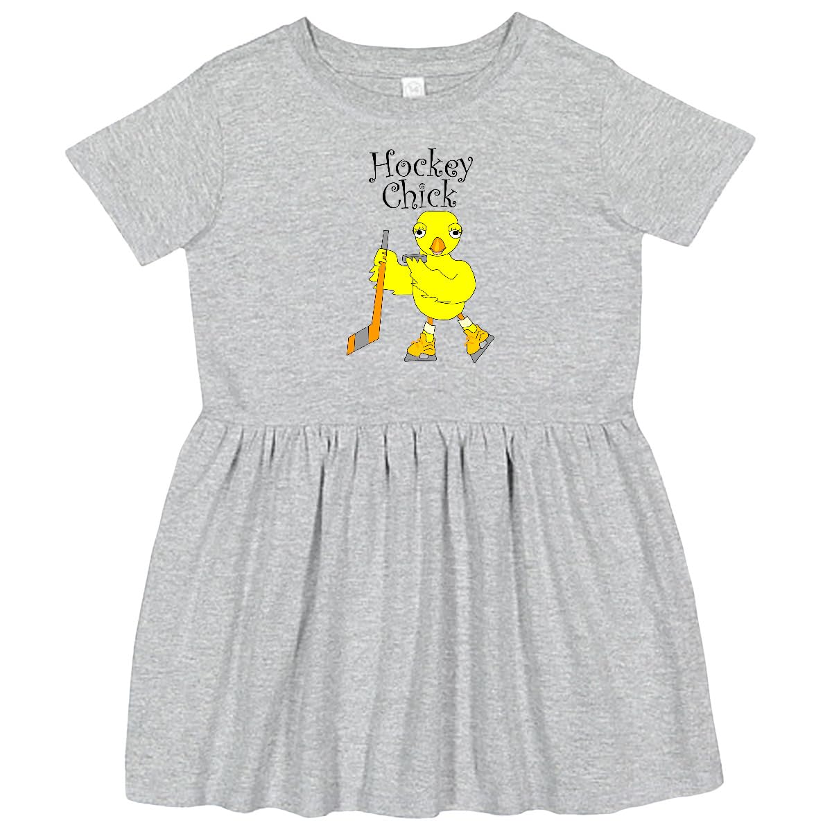 Inktastic Hockey Chick Text Toddler Dress - Cute Hockey-Themed Outfit for Baby Girls - Perfect for Game Days, Birthday Parties & Family Photos